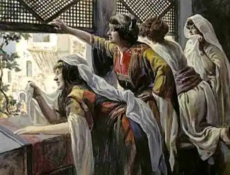 Women contemplating the erotic dance of David
