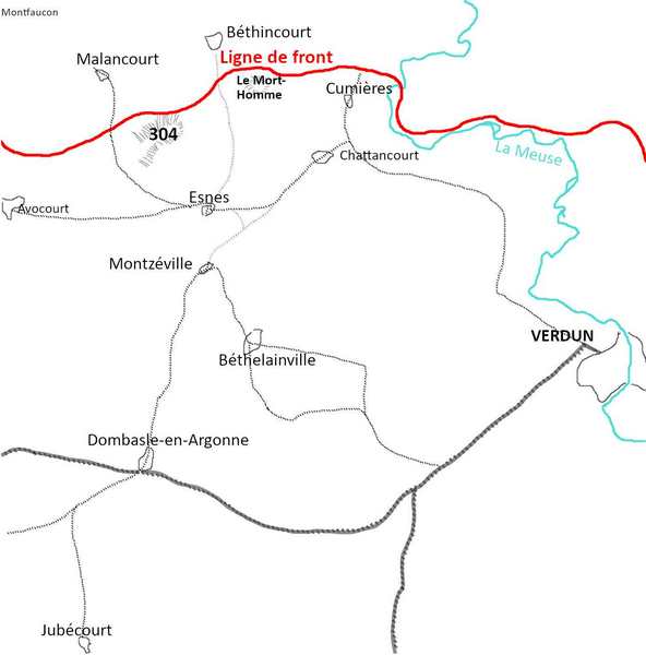 Ligne de front, Verdun, ouest Meuse