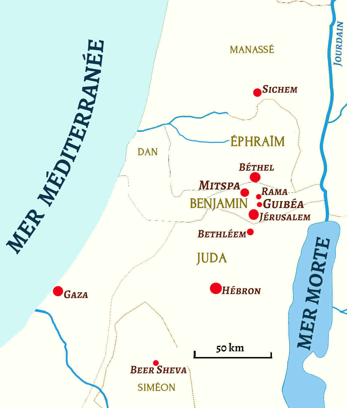 Map: Rape and murder of the Levite's wife
