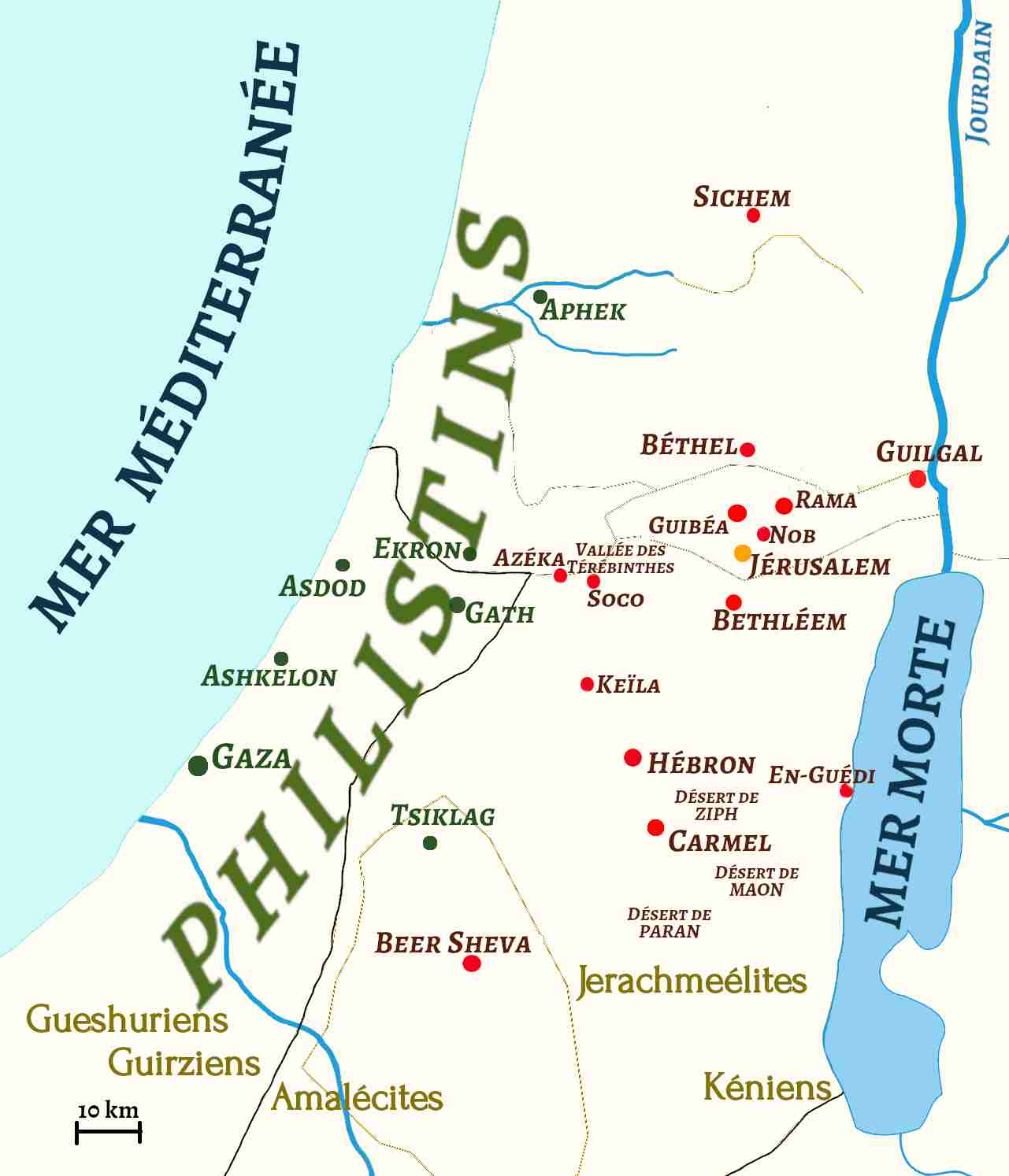 Map: David in the Philistines
