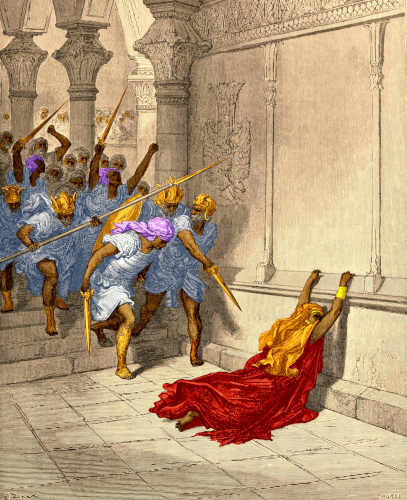 Assassinat de la reine Athalie à la sortie du temple
